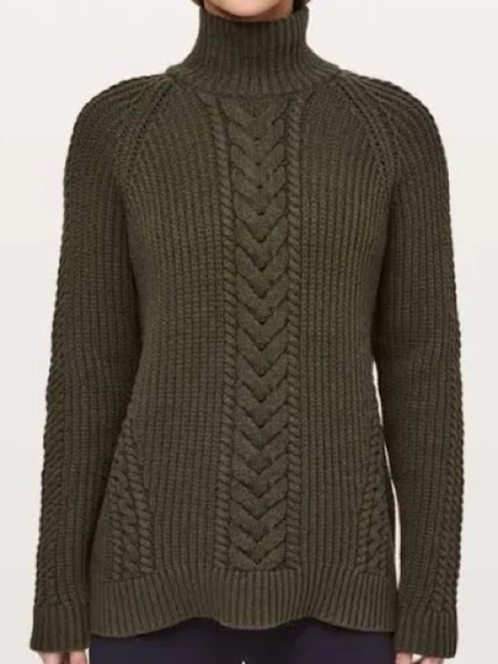 Lululemon Bring The Cozy Chunky Cable Knit Turtleneck Sweater Womens Size 10